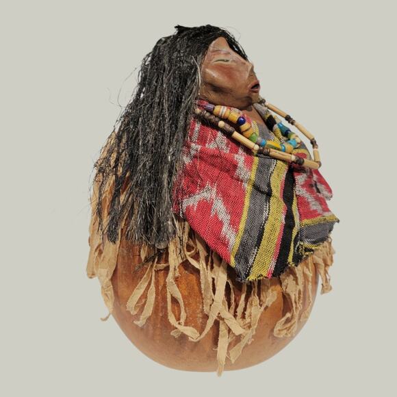 Signed Gourd Sculpture Kachina Sculpture Native American 10" By Kim Skeen - Picture 2 of 9